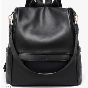 Amazon black faux leather backpack bag